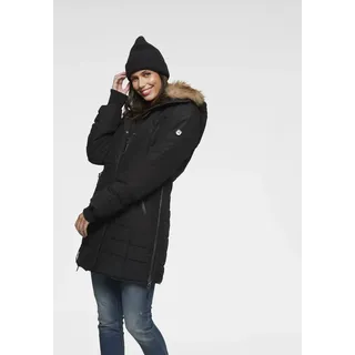 Winterjacke ALPENBLITZ "Bern" Gr. 34, schwarz (schwarz ( langjacke aus nachhaltigem material)) Damen Jacken Lange zeitloser Steppmantel mit abnehmbarer Kapuze