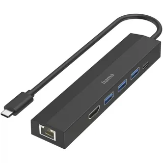 Hama USB-C-Hub Multiport, 6 Ports 3x USB-A, USB-C, HDMI, LAN/Ethernet