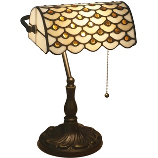 Uziqueif Bankerlampe Vintage, Tiffany Banker Lamp, Tischleuchte, Bürotischlampe, Lampenschirm Aus Glas, Nachttischlampe Für Schlafzimme