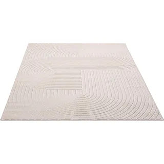 Teppich HOME AFFAIRE "Lorent" Teppiche Gr. B/L: 200 cm x 290 cm, 5 mm, 1 St., weiß (offwhite) Esszimmerteppiche Kurzflor, Uni Farben, Hoch-Tief-Effekt, Scandi-Look, Outdoor geeignet