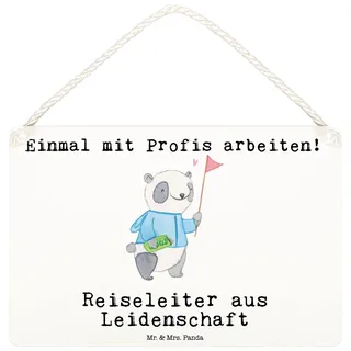 Mr. & Mrs. Panda holzbild Reiseleiter Leidenschaft DIN A6 - Geschenk, Schild, hängeschild, Holzschild, Türschild, wandtafel, Wandschild