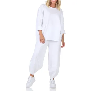 simaranda Damen Jogginganzug, Zweiteiler für Freizeit und Sport, Trainingsanzug, Hausanzug mit Hoodie und Hose 6172 (DE/NL/SE/PL, Numerisch, 36, 42, Regular, Regular, Weiß) - 36-42