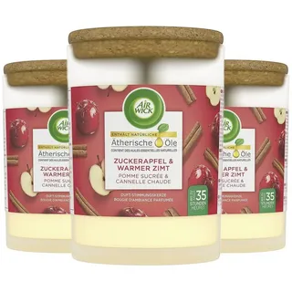 Air Wick Duftkerze 3 x Air Wick Duft Stimmungskerze Zuckerapfel & Warmer Zimt jeweils 18