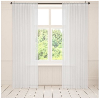 Gardine Gardine Gardinen auf Maß Store Weiß Voile Gardine 1:2,5 1er Faltenband 90mm, Asphald, Faltenband (1 St), transparent, St.Br 950cm f.Breite 380cm weiß 950 cm x 230 cm
