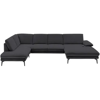 Dieter Knoll Wohnlandschaft, Anthrazit, Metall, 4-Sitzer, U-Form, 344x208 cm, Fußauswahl, Stoffauswahl, Sitzqualitäten, seitenverkehrt erhältlich, Hocker Rücken echt, individuell planbar, Wohnzimmer, Sofas & Couches, Wohnlandschaften, Wohnlandschaften in U-Form