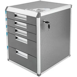 Bazargame Schubladenset Metall Schubladenbox Abschließbar 5 Schubladen Schreibtisch Organizer Dokumenten Aufbewahrung Ablagebox Aluminiumlegierung (5 Schubladen)
