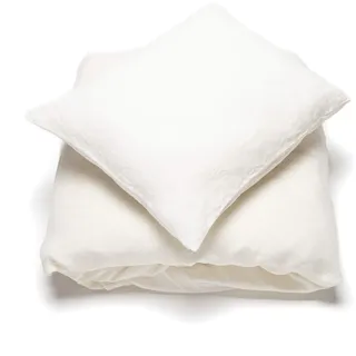 LinenMe 100% Leinen Bettwäsche 155x220 cm - Gewaschene Bettwäsche Set - 1 Bettbezug 155x220 & 1 Kissenbezug 80x80 - Off White