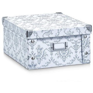 HTI-Living Aufbewahrungsbox Aufbewahrungsbox Pappe, weiß Vintage (1 St), Ordungshelfer Pappkiste grau 14 cm x 14 cm