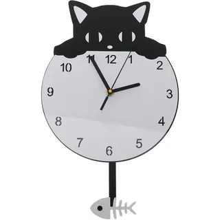 Artibetter Katzen Wanduhr Aus Acrylglas Geräuschlose Leise Kätzchen Uhr Für Kinderzimmer Und Wohnzimmer Dekorative Wandbehang Uhr Stilvolle Wohnaccessoires 15.75X9.84X0.79In
