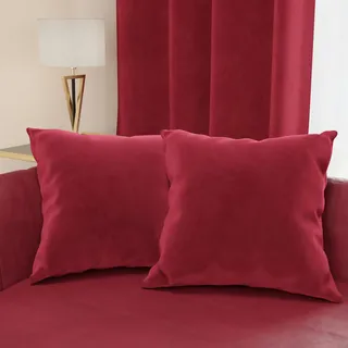 PETTI Artigiani Italiani - 2 Kissen für Sofa aus Samt mit Füllung, Kissenbezüge für Schlafzimmer, Möbelkissen aus Samt mit verdecktem Reißverschluss, Bordeaux, 2 Stück - 30 x 30 cm