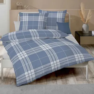 KAEPPEL Pure Kariert Blau 155 x 220 cm + 80 x 80 cm