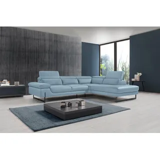 Egoitaliano Ecksofa Queenie, extravagantes Sofa mit erstklassigem Sitzkomfort, L-Form, mit verstellbarer Armlehne und Kopfteilen für Wohlfühlkomfort blau
