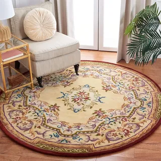 Highdi Teppich Rund 100cm Durchmesser Vintage Blumen Teppich Flauschig Weich Teppiche Wohnzimmer rutschfest Modern für Schlafzimmer Klassiker