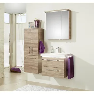 Pelipal Badmöbel-Set Balto Sanremo Eiche mit Leuchtfuge + Midischrank 111 cm