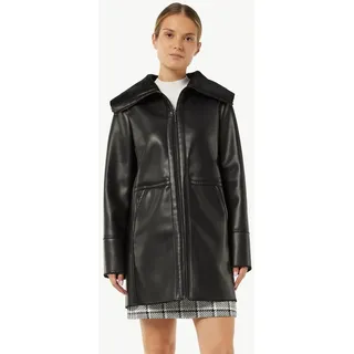 comma Winterjacke Outdoor-Jacke Mantel aus Lederimitat mit Webpelz schwarz 38 EU