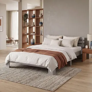 Homestyle4u Holzbett 120 x 200 cm Grau