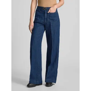 Wide Leg Jeans mit aufgesetzten Taschen Modell 'LEATON', Jeansblau, 28