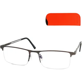 Halbrand unten Lesebrille Metall Graphit +2.0 Dioptrien mit Etui - 2.0