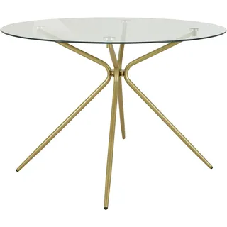 OTTO home Esstisch Silvi, TOPSELLER! (Esstisch, Glastisch, Küchentisch, OTTOs Choice), rund, Ø 110 cm, Metallgestell in messingfarben goldfarben 110 cm x 74 cm x 110 cm