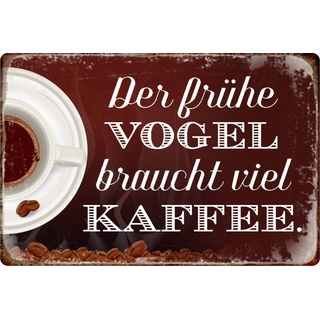 Schatzmix Spruch Der Vogel brauchtl Kaffee Metallschild Wanddeko 20x30 cm tin Sign Blechschild, Blech, Mehrfarbig