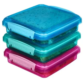 Pack 450ml Sandwich Box3 Pack Lunch Coloured