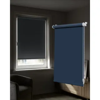 Victoria M. Tenebra Verdunkelungsrollo Klemmfix Rollo Fensterrollo, Sichtschutz, Verdunkelnd, Ohne Bohren inkl. Montagematerial, 115 x 160 cm, Dunkelblau