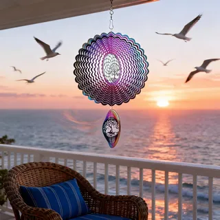 TFANUO Edelstahl Windspiel 3D Hängende Wind Spinner 25cm Leicht Drehendes Kinetic Windmobile Fenster- und Garten-Dekoration
