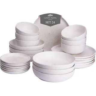 Costa Nova Vermont, Geschirrset, 24 teilig für 6 Personen, elfenbein Steinzeug - Creme