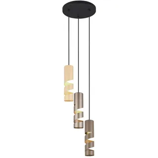 TRIO Leuchten LED Pendelleuchte, Dimmfunktion, LED wechselbar, warmweiß, Cluster hängend über-n Esstisch-lampe & Treppenhaus dreiflammig, Ø28cm braun