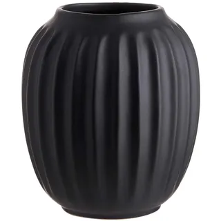 BUTLERS (4 Stück Blumenvase LIV Schwarze Keramik Vase Ø 12,5cm und 14cm hoch | Vintage Deko-Vase für Pampasgras und Trockenblumen | Vase für Tischdeko oder als Buchvase