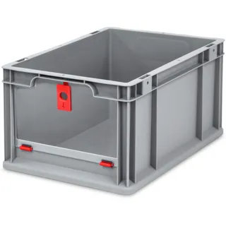 aidB Eurobox NextGen Insight Cover rot, 400x300x220 mm, Cover hoch, robuste Regalbox mit Entnahmeöffnung, stapelbare Kunststoffkiste, ideal für die Industrie, 1 St