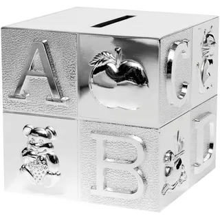 Brillibrum Spardose Kinderspardose Silber Geldgeschenk Sparschwein ABC Schulanfang