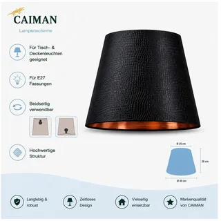 AMBIENTE-LEBENSART.DE Lampenschirm Designer-Lampenschirm-Cayman schwarz-rund- Form Ø 40cm innen Kupfer