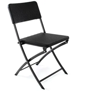 Klappstuhl schwarz in Rattan-Optik Gartenstuhl Balkonstuhl 80 x 40 cm Kunststoff