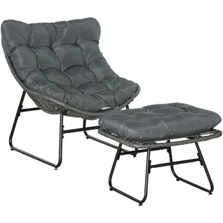 Outsunny Rattan Relaxsessel Gartensessel 69 x 76 x 70 cm grau