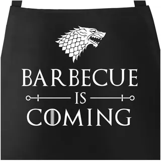 MoonWorks Grillschürze Grill-Schürze für Männer mit Spruch Barbecue Is Coming Grillen Spruch lustig Baumwoll-Schürze Küchenschürze Moonworks®, mit kreativem Aufdruck schwarz