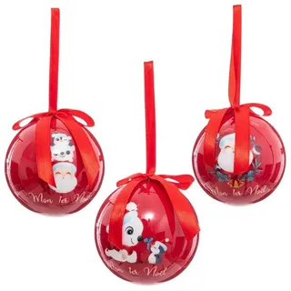 Atmosphera Créateur d'intérieur Weihnachtsbaumkugel Weihnachtskugeln aus Papier für Kinder, Ø 7,5 cm rot
