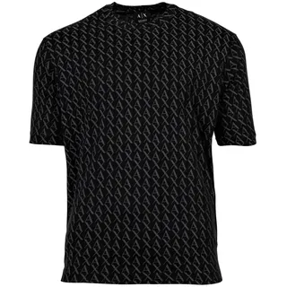 Armani Exchange A|X ARMANI EXCHANGE Herren T-Shirt - Rundhals, Allover-Logoprint, Baumwolle schwarz M