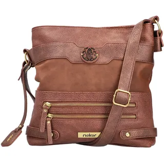 Umhängetasche RIEKER, Damen, Gr. B/H/T: 26cm x 28cm x 6cm, braun (cognac), Lederimitat, unifarben, Taschen Umhängetasche, Schultertasche, Damen-Tasche mit praktischem Reißverschluss-Rückfach