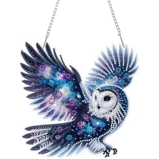 Lebartm DIY Diamant Weihnachten Anhänger Ornament Speziell geformte Kristall-Diamant-Malerei hängend Einseitiges Diamant Ornament für Erwachsene Haus Garten Wand Tür Dekor-Eule03