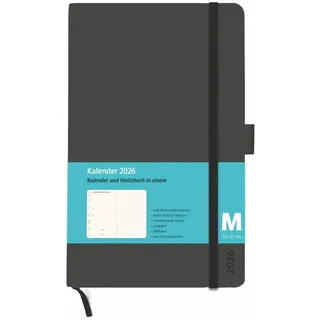 Heye Kombitimer schwarz mittel 2026: Schwarzer Terminkalender 2026. Buch-Kalender mit Lesebändchen und Gummiband. Taschenkalender zum Planen von Terminen. (Bürokalender Heye)