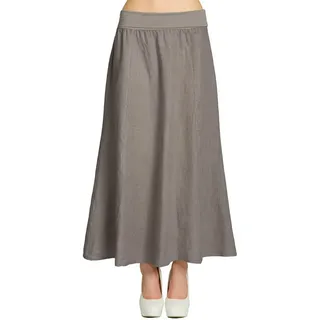 Caspar Faltenrock RO019 Damen langer Maxi Sommer Leinenrock mit figurfreundlichem Stretch Bund - Made in Italy L - DE40 UK12 IT44 ES42 US10