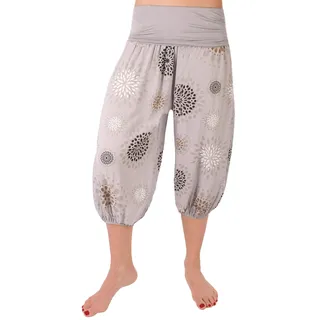 FASHION YOU WANT Damen 3/4 Shorts Kurze Hose Pumphose Sommershorts Haremshose Ali Baba mit Motiv (42/44, PB hellgrau) - 42-44