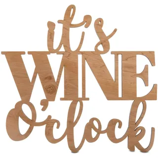 Holz Schriftzug Deko Dekoration Wanddeko versch. Größen Farben - Wine o'clock