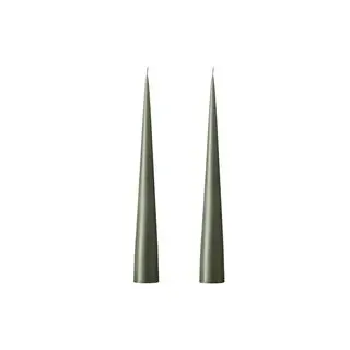 Kegelkerze Set Cone Candles green soil 25 cm H
