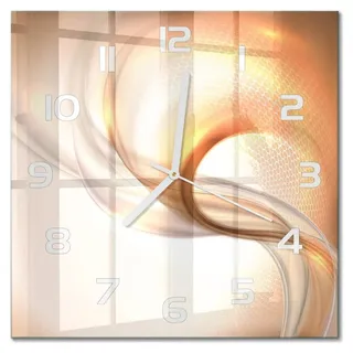 Glas Wanduhr 30x30 cm - Wanduhr - lautlose Wanduhr - ohne Ticken - geräuschloses Uhrwerk - schleichende Zeiger - moderne Uhr - Design Uhr - Wohnzi... - Orange