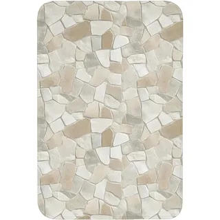 BADEMATTE Mosaik - Steine - Beige Rutschfest 60x90 cm