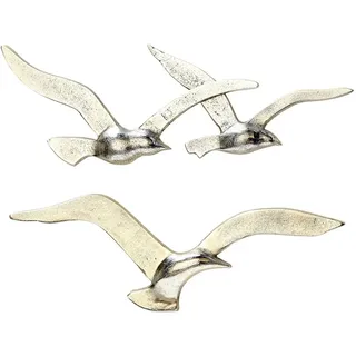 Boltze Wandobjekt Vögel Vogel Möwe Silber Aluminium B35cm - Set