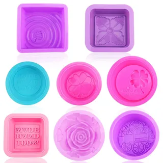 Silikonform 8 Abdrücke für Seife und Backen, Küchenformen, geprägte Seifenform für Kuchen, Kerzen, Eis, Schokolade, Eiswürfelbehälter, Gelee, Süßigkeiten, Desserts, Backwerkzeuge