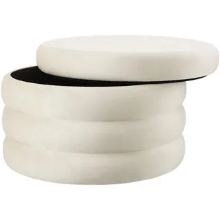 Tectake Sitzhocker mit Stauraum Samt 67 x 42 x 67 cm Creme-weiß